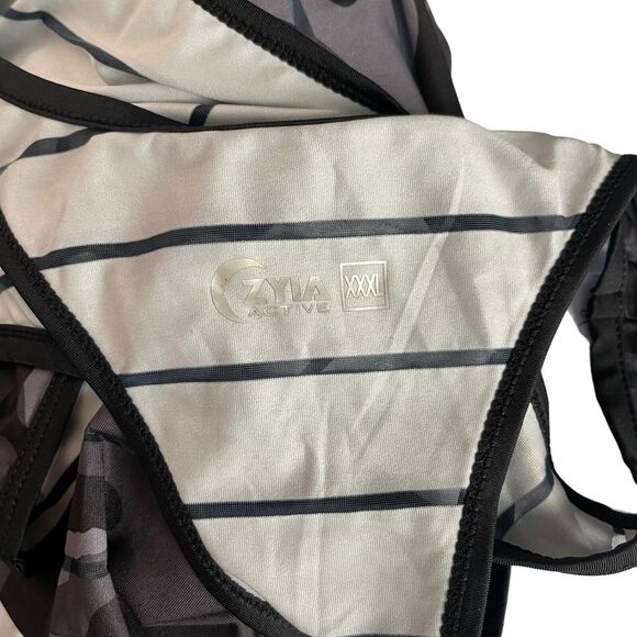 ZYIA Plus 3XL Racerback Tank Top Camo Mesh Stripe Black Gray Workout Tee - Picture 2 of 11